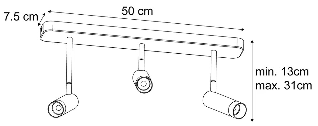 Zaokrąglony reflektor sufitowy czarny GU10 35mm 3-punktowy regulowany - Kate