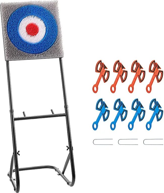 Zestaw do Rzucania Siekierami SucceBuy, Plastikowa Tarcza z 8 Siekierami do Rzucania, Składana Stalowa Rama, do Zabawy w Domu, na Zewnątrz i w Ogródzie