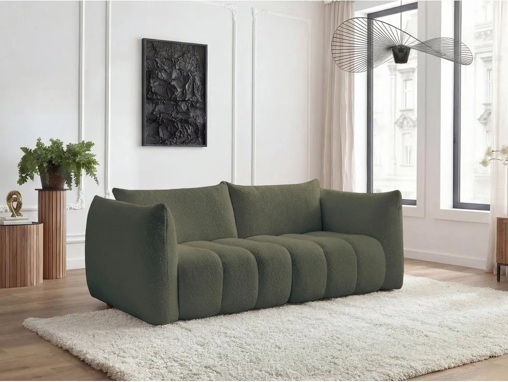 Zielona sofa z materiału bouclé 234 cm Azra – Bobochic Paris