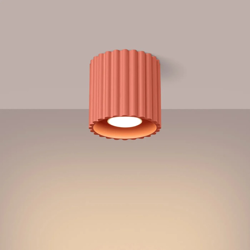 Plafon AURA 1 brzoskwiniowy GU10 ryflowany SOLLUX  LIGHTING
