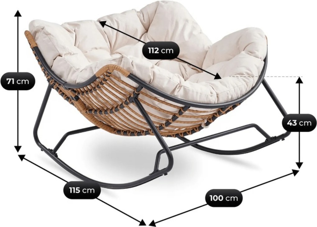 Fotel Bujany Ogrodowy ELTON na Płozach Beżowy Nowoczesny