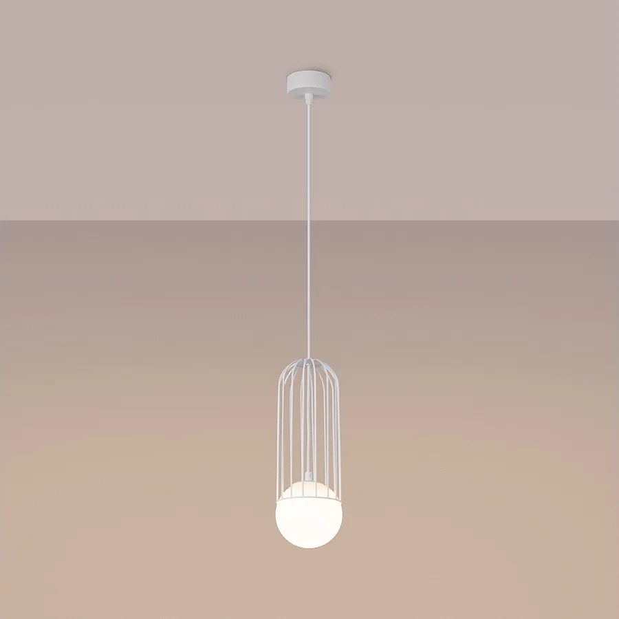 Lampy wiszące nowoczesny Zynex, stal - 1 źródło światła 3000K - L.12 x H.115 cm - biały