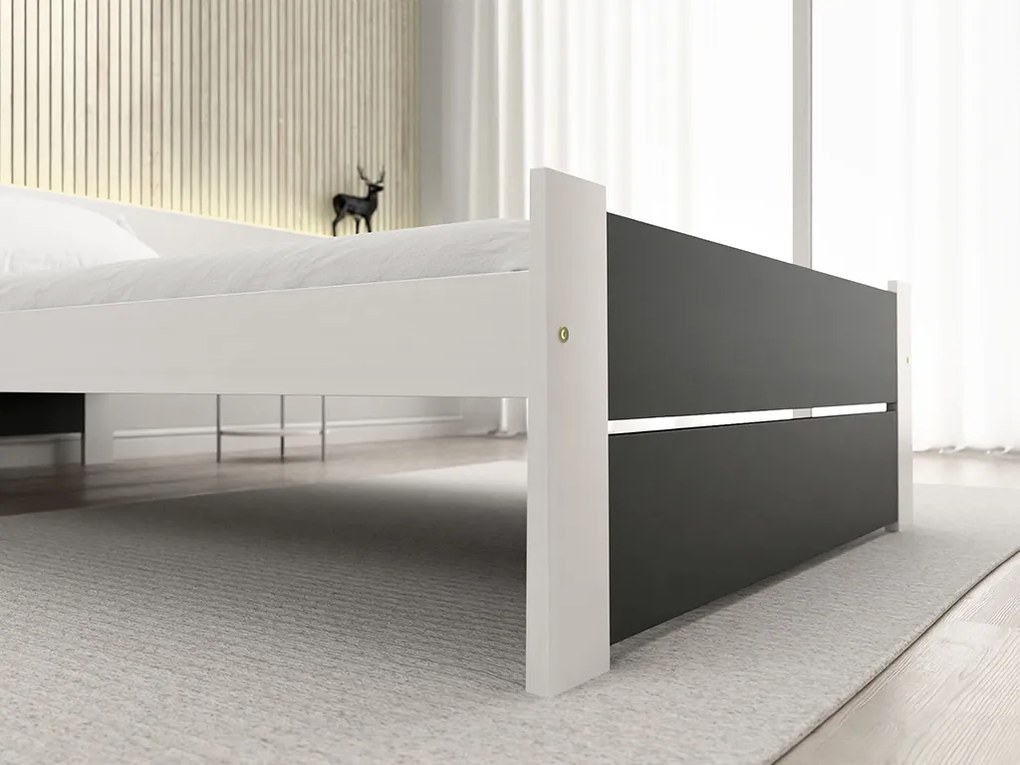 Łóżko IKAROS DOUBLE 90 x 200 cm, antracyt/biały Stelaż: Ze stelażem listwowym rolowanym, Materac: Materac Sommera 18 cm