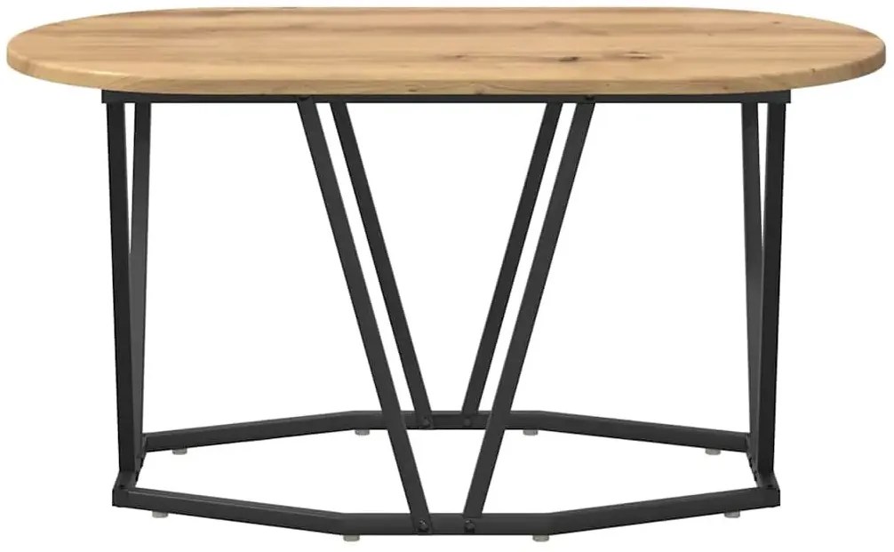 Nowoczesny stolik kawowy owalny metalowy dąb rzemieślniczy H3-T43