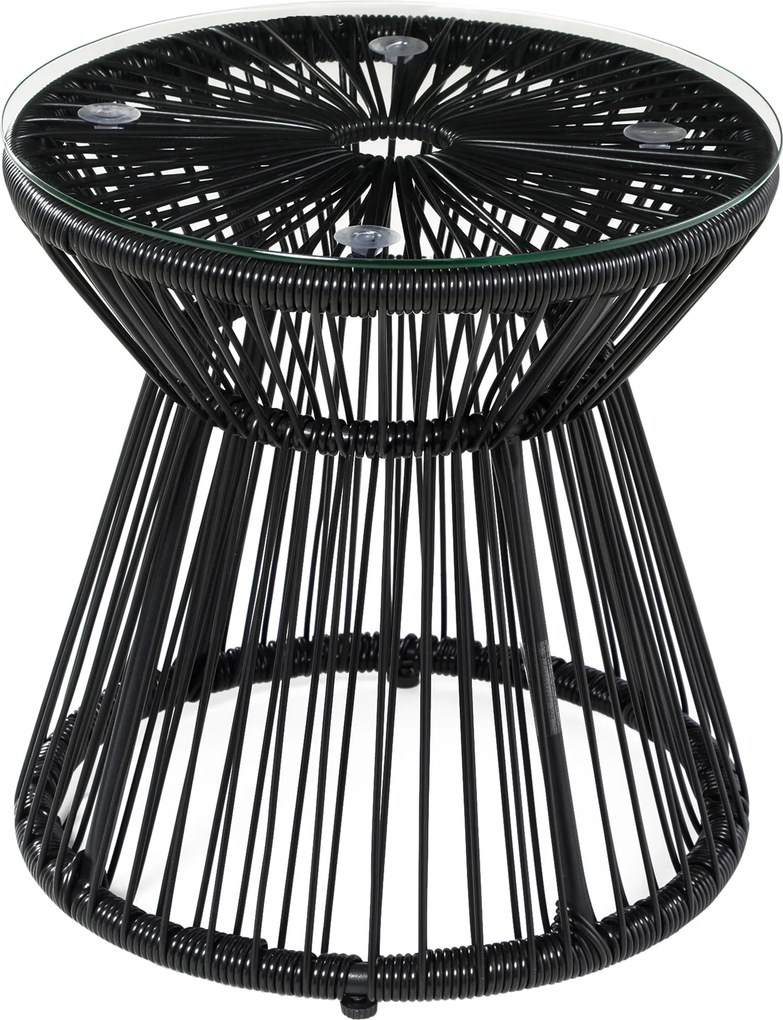 Outsunny Stolik ogrodowy w stylu boho, odporny na warunki atmosferyczne, PE-Rattan, 40 cm x 40 cm x 42 cm, Czarny