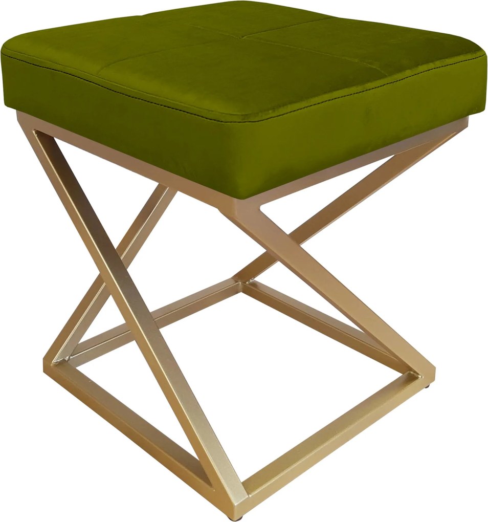 Pufa ZOA tkanina Welur loft ławka podnóżek metal : Kolor Stelaża - Złoty, Kolor tkaniny - VELVET - BL75, Typ tkaniny - Velvet
