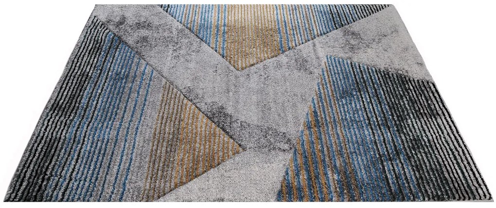 Dywan Diamond New 3D Geometria turkusowo-złota 80 cm x 140 cm