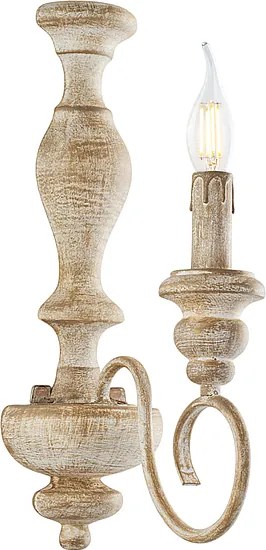 Kinkiet Cascina z drewna i żelaza, biały i gołębi szary, 1 lampa .13 P.21 BL265-AP1-BT