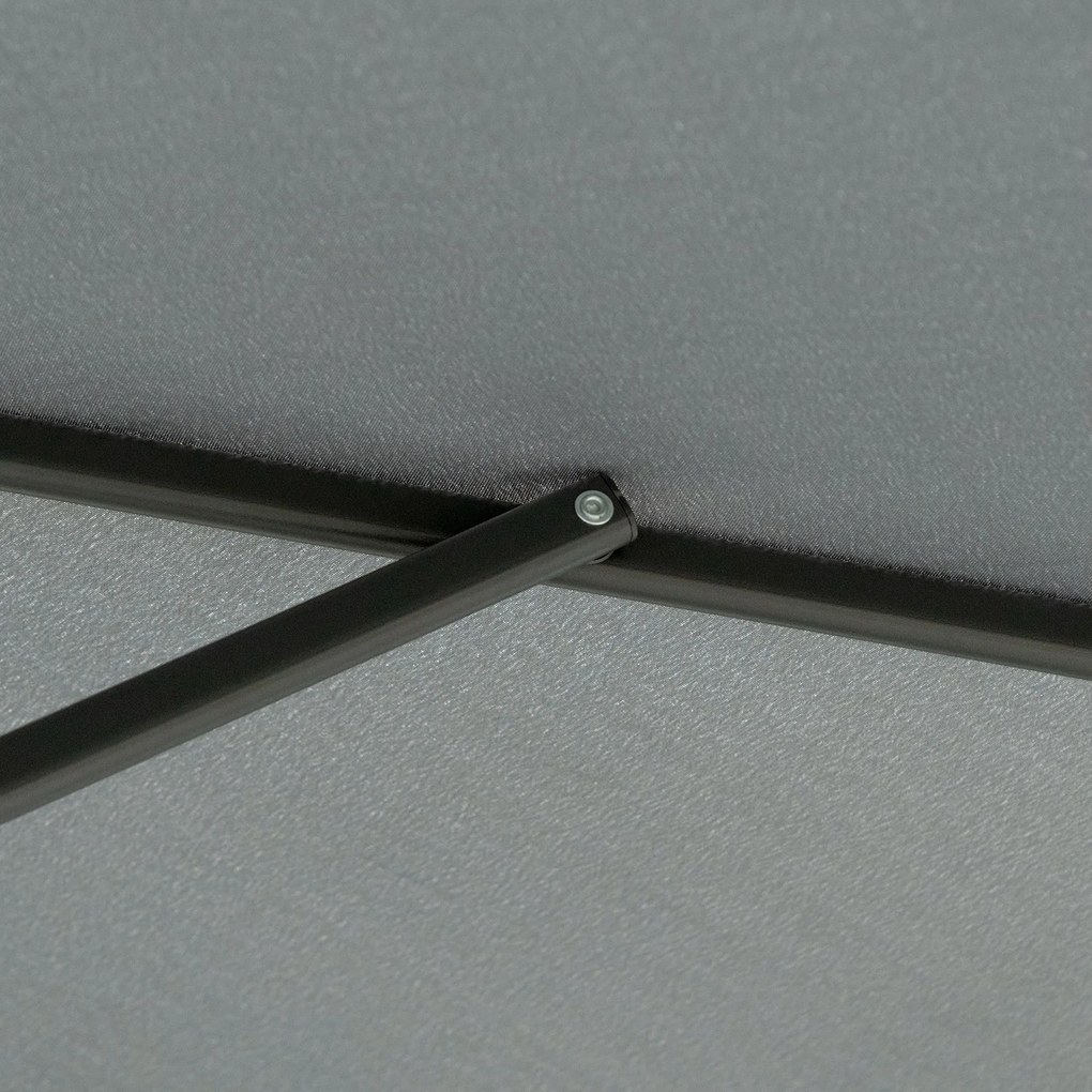 Outsunny Wiszący parasol Ø293 cm z bocznym uchwytem, krzyżową podstawą, wiatroodporny, wodoodporny, ciemnoszary | Aosom PL