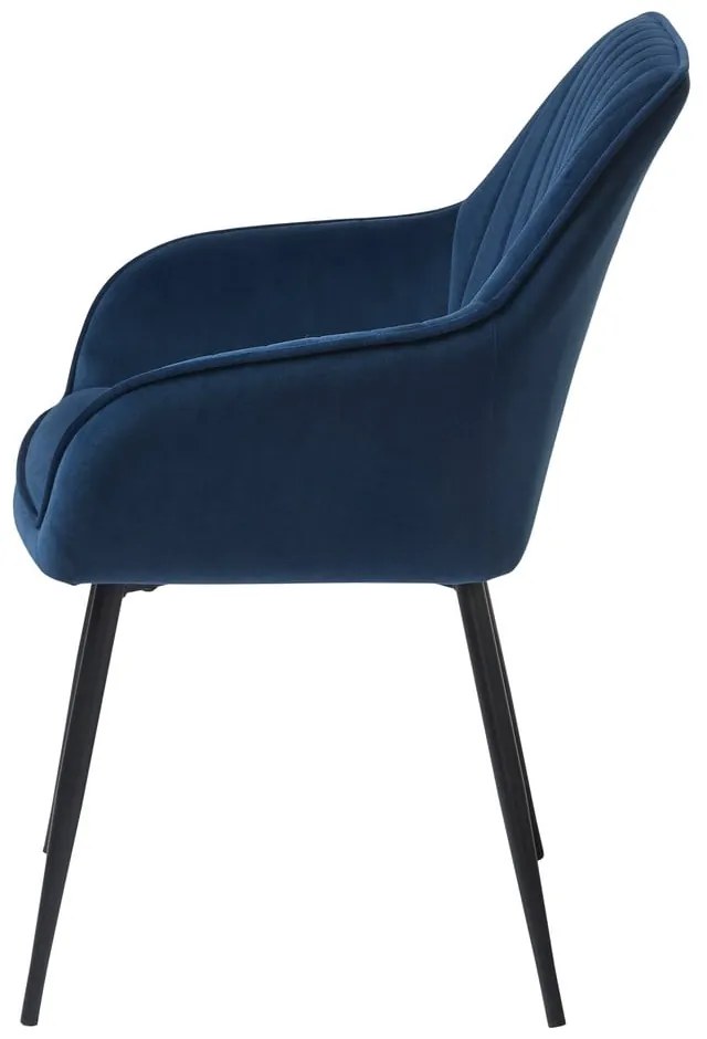 Ciemnoniebieskie aksamitne krzesła z podłokietnikami zestaw 2 szt. Nolan Stripe – Unique Furniture