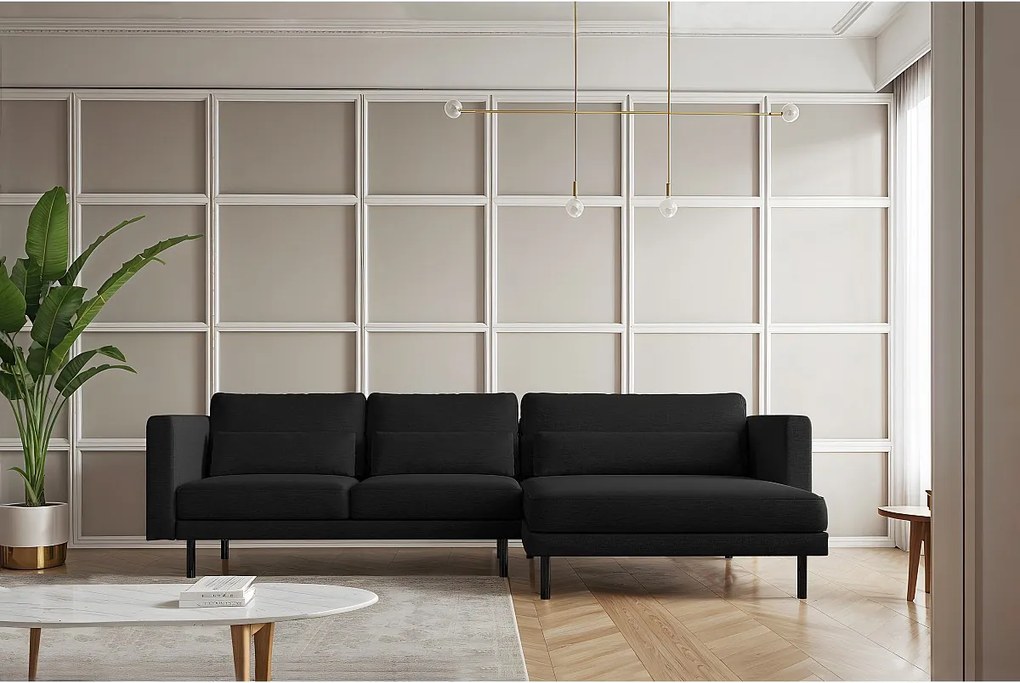 Narożnik w kształcie L Dani L, tkanina Verita, Czarny, Prawy