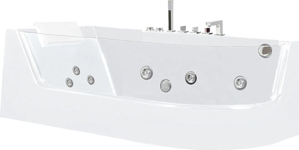Przeszklona biała wanna z hydromasażem ARIA - 1-osobowa - 263 l - 80 x170 x57 cm