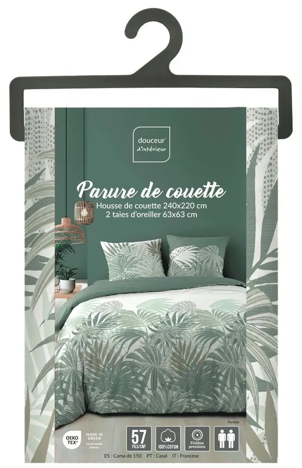 Zielona bawełniana pościel dwuosobowa 240x220 cm Nymea – douceur d'intérieur