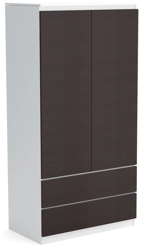 Szafa 90cm Garderoba z 2 szufladami i wieszakiem LUNA Biały/Wenge