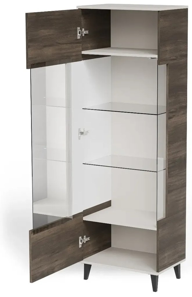 Witryna wysoka RANDOM 2 W-1 60cm orzech/kaszmirowa HALMAR