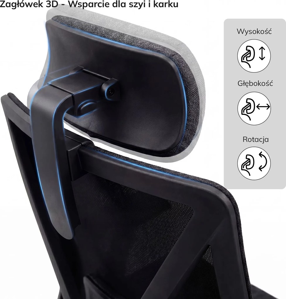 Fotel biurowy ergonomiczny czarny VECTOR