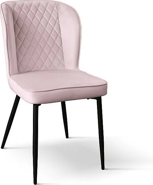 Zestaw 4 krzeseł z różowego aksamitu i antracytowymi metalowymi nogami - SOHO
