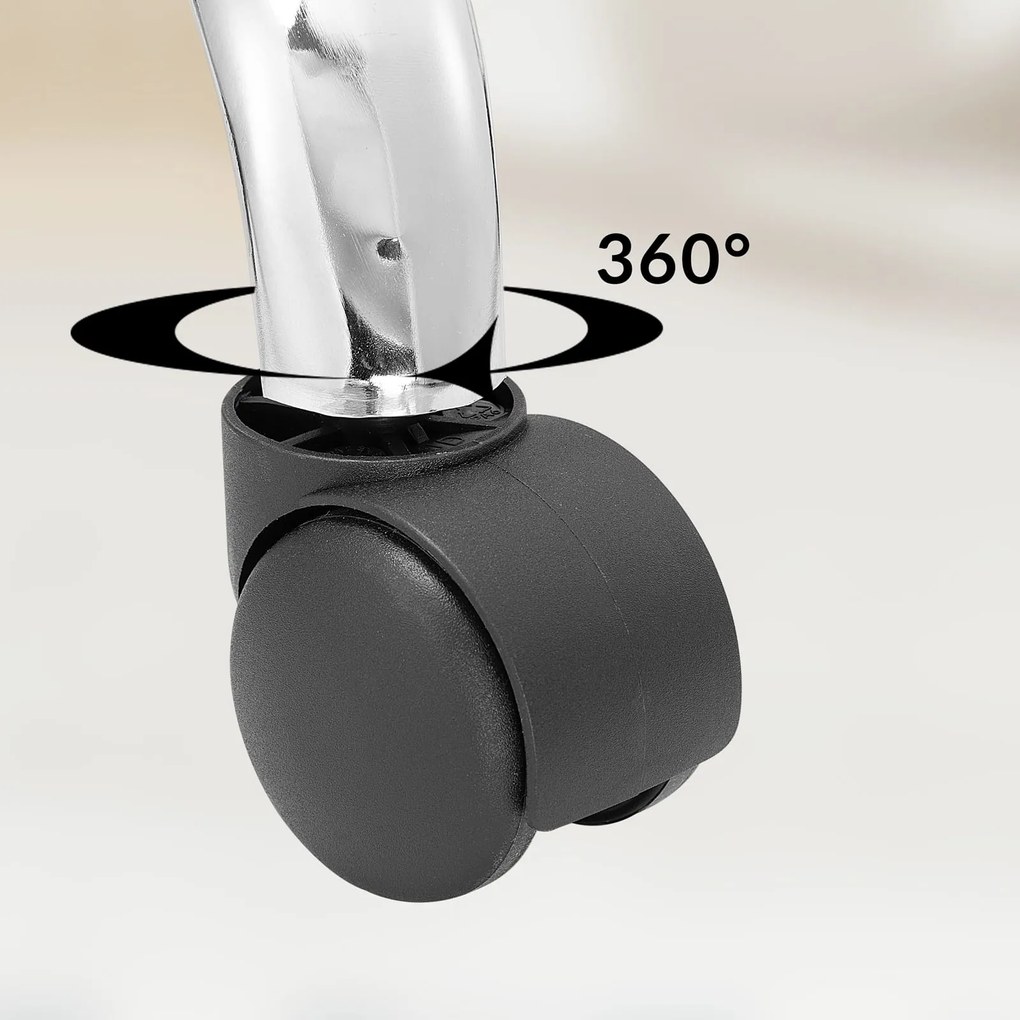 Taboretka na kółkach z oparciem ROLAND, Ø35cm, biała Casaria