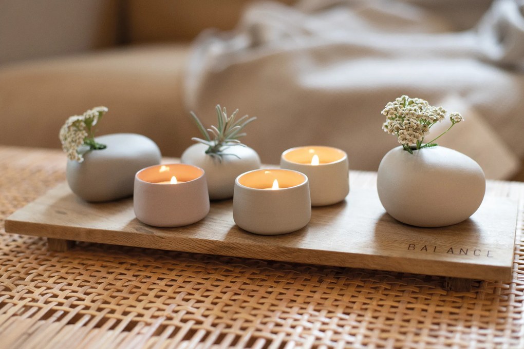 Brązowy ceramiczny świecznik LIGHT POWDER