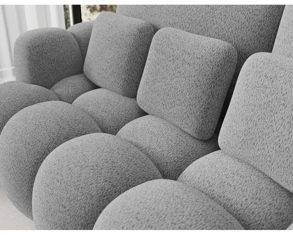 Szara rozkładana sofa z materiału bouclé 256 cm Cotonn – ELTAP