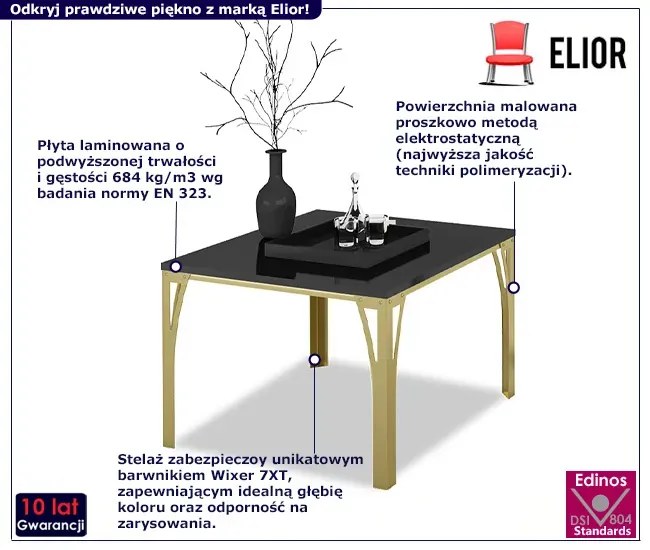 Stolik kawowy z metalowym stelażem złoty + czarny C8-G39