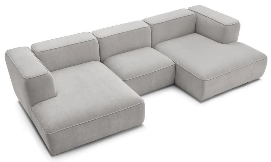 Jasnoszary narożnik z materiału bouclé (w kształcie litery U) Zephyr – Bobochic Paris