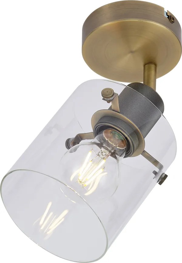 Designerski reflektor ścienny brązowy z przezroczystym szkłem - Domo