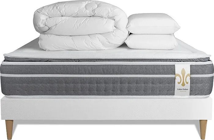 Kompletny zestaw lózka - materac 140x200 cm + Sprezyna skrzyniowa z listwami (w zestawie) + 2 poduszki Koldra - Trente PLUS
