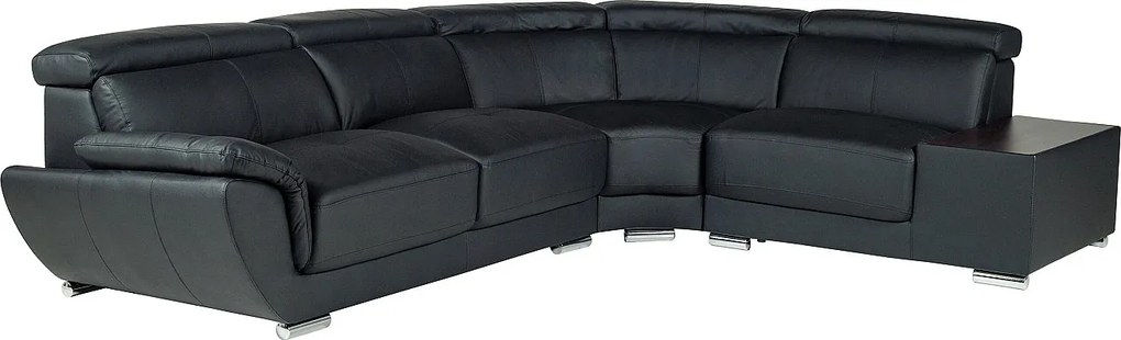 Kanapa narożna ze skóry NAHIA - Czarny - Narożnik prawostronny