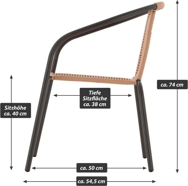 GARTHEN Zestaw 2 krzeseł bistro, jasnobrązowy