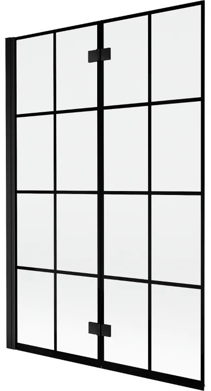 Mexen Mist parawan nawannowy 2-skrzydłowy lewy 120 x 150 cm, czarna kratka, czarny - 8A9-120-002-70-77-L