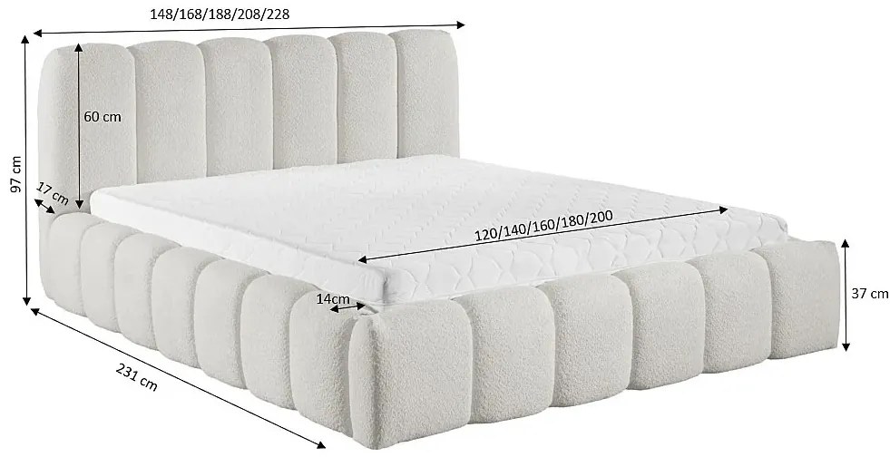 Szary łóżko tapicerowane chmurka D5-F50