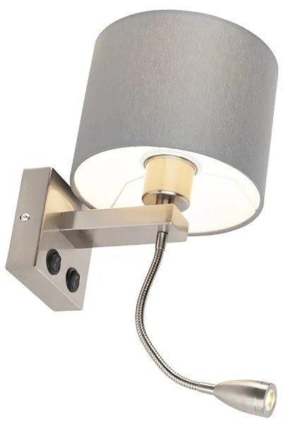 Nowoczesna lampa ścienna stalowa z szarym kloszem - Brescia Nowoczesny Oswietlenie wewnetrzne