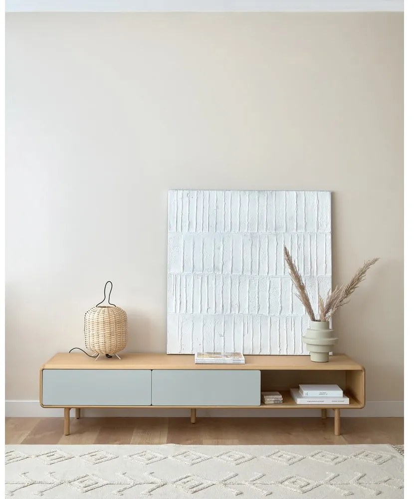 Szaro-naturalna szafka pod TV w dekorze jesionu 180x41x42 cm Anielle – Kave Home