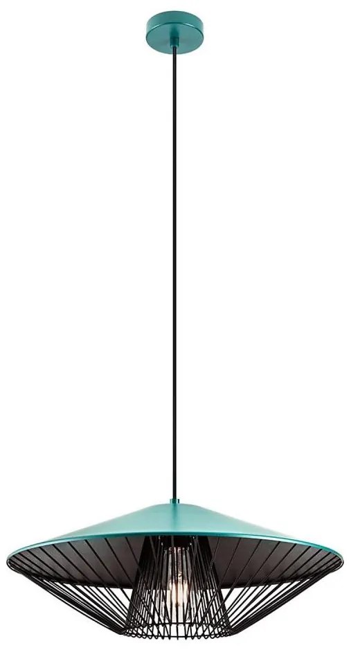 Redo 01-3010 - Lampa wisząca na lince GRILL 1xE27/42W/230V śr. 49,5 cm czarna/tyrkysowa
