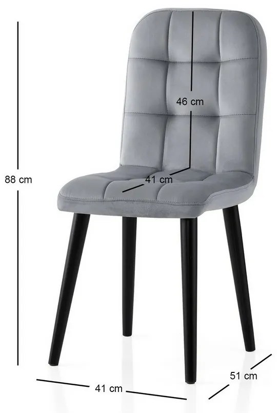 Zestaw krzeseł do jadalni Retro Grey and Black, 4 szt.