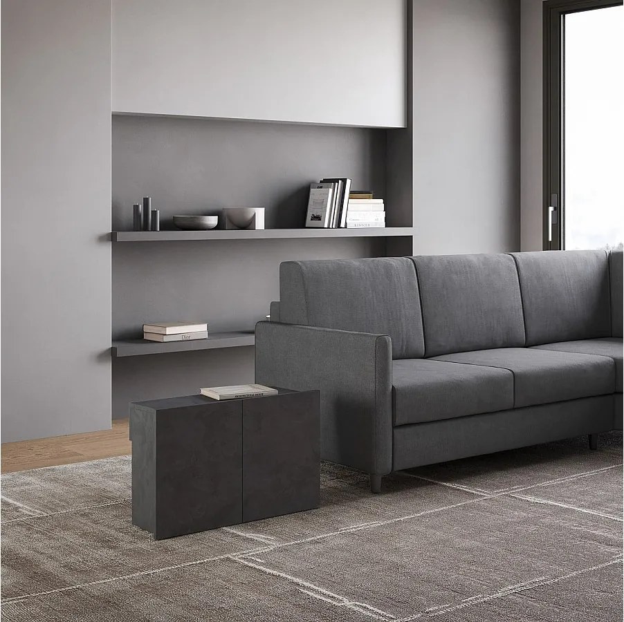 Lawka dolna rozkładana 26x72/300 cm Evolve Antracytowy efekt stucco wewnętrzne przedłużenia