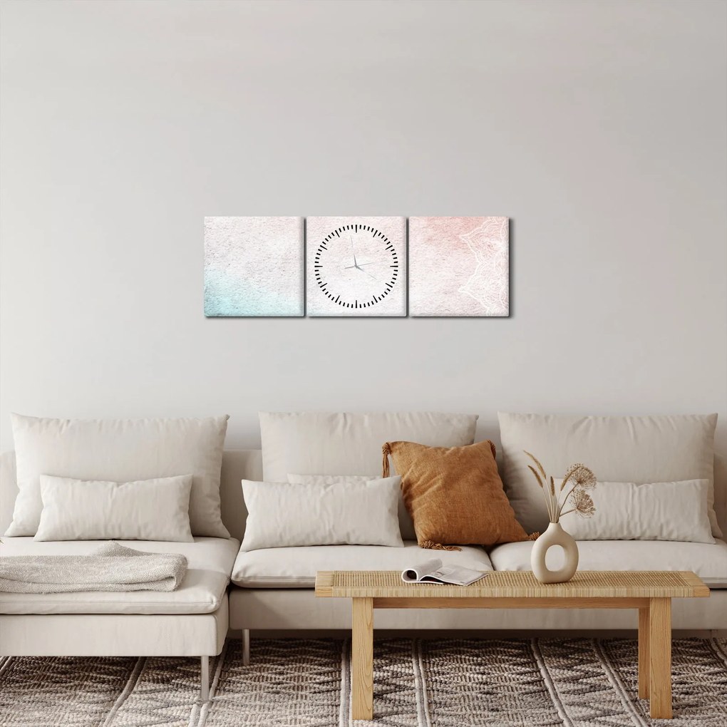 Obraz - Mandale na ścianie 2 (z zegarem) (90x30 cm)