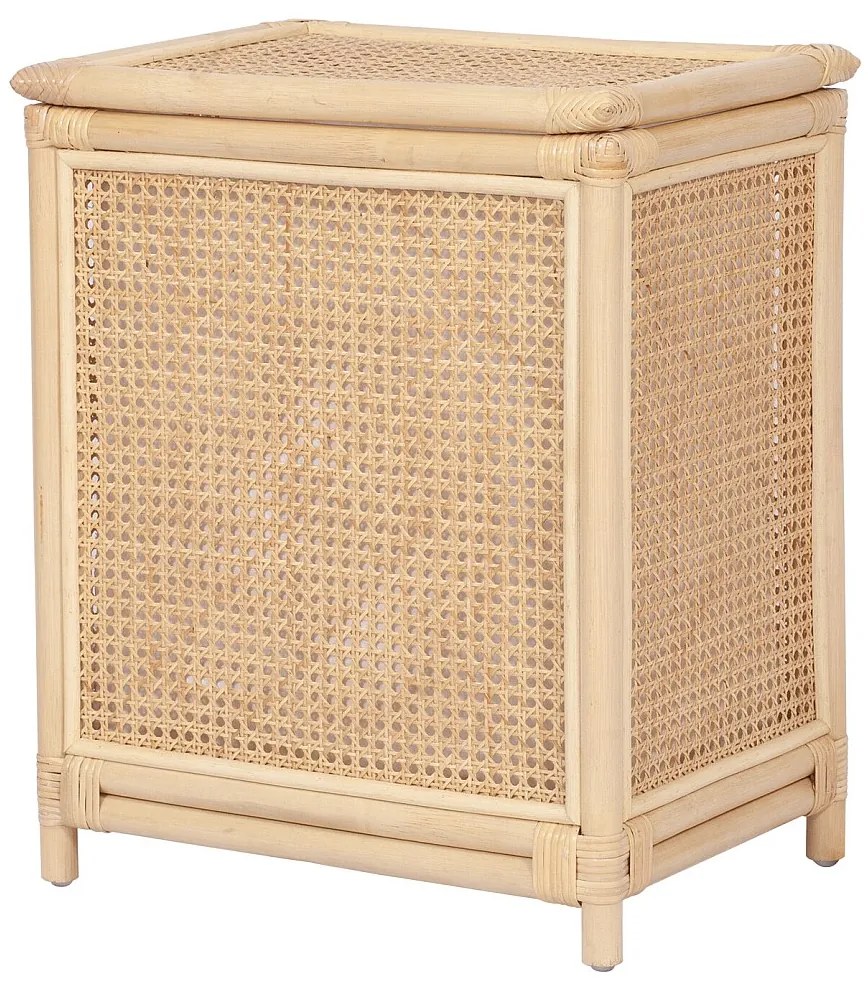 Kosz na pranie z rattanu z wykończeniem plecionkowym i pokrywą – dł. 45 × szer. 33 × wys. 56 cm – naturalny – CALYMA