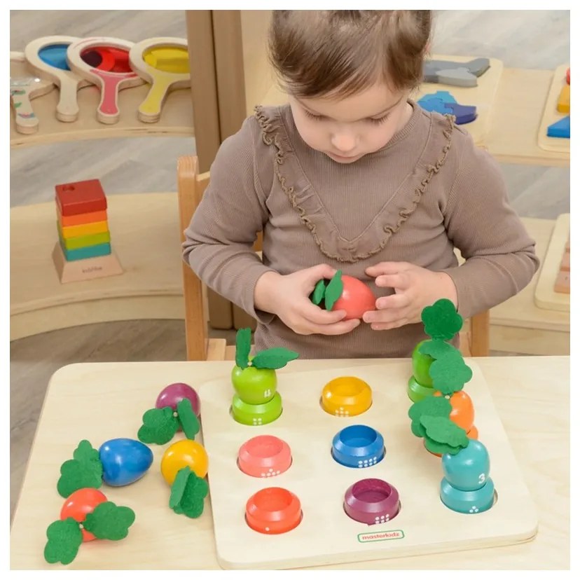 Masterkidz tablica edukacyjna warzywa nauka liczb i kolorów montessori