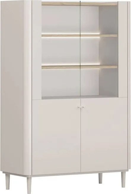 Witryna Elivo 100 cm dwudrzwiowa na nóżkach - kaszmir / dąb olejowany