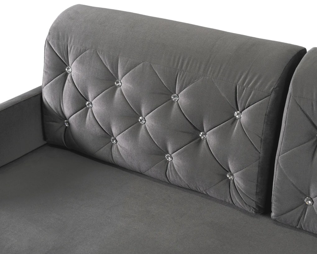 Sofa Rozkładana z Funkcją Spania VIVO Dwuosobowa Szara Glamour do Salonu