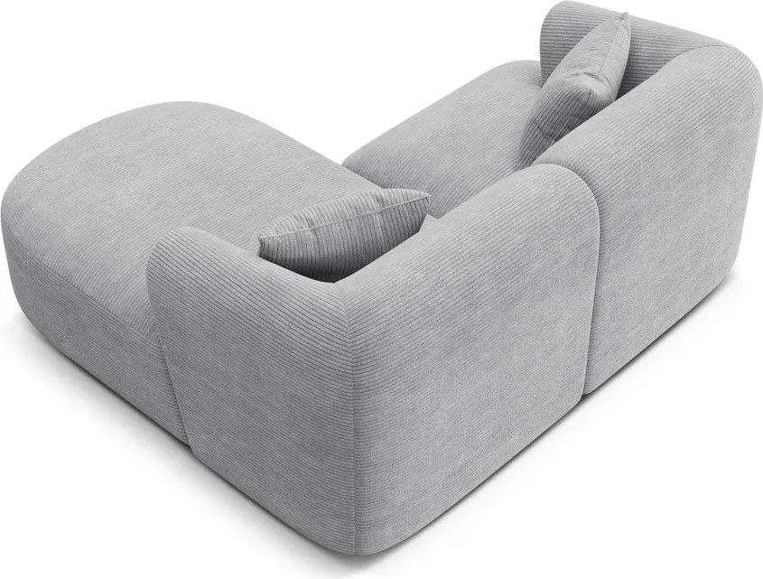 Jasnoszary sztruksowy narożnik (prawostronny/z szezlongiem) Campi – Cosmopolitan Design