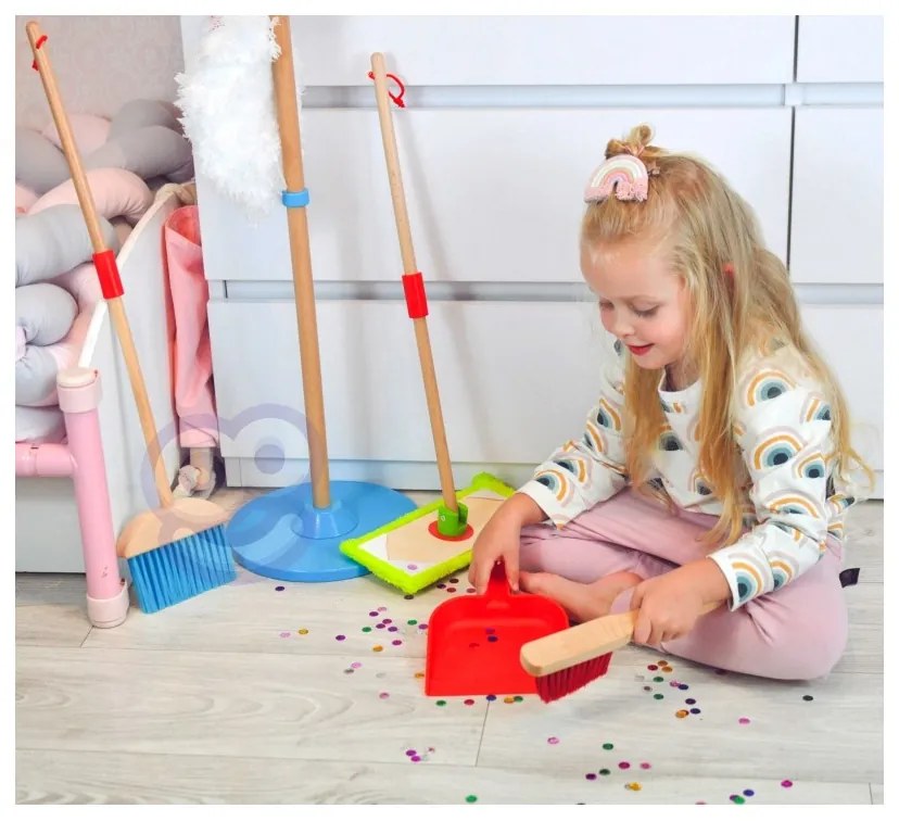 Tooky toy drewniany zestaw do sprzątania dla dzieci 6 el.