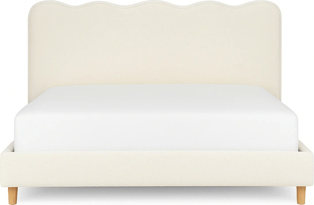 Łóżko Tapicerowane 180x200 cm IZMIR ze Stelażem Dwuosobowe Boucle Kremowe