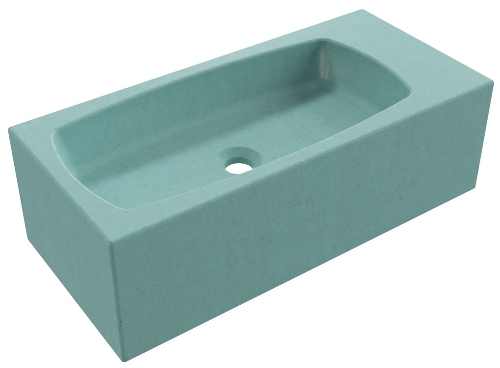 Umywalka betonowa prostokątna bez otworu na baterię 65 x 30 cm z półką ZALM i konsola