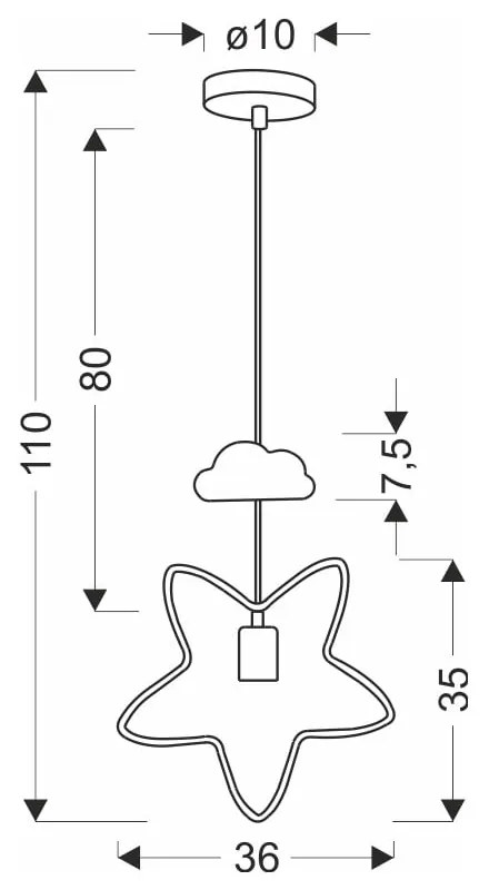 Czarno-biała lampa dziecięca z metalowym kloszem Single – Candellux Lighting