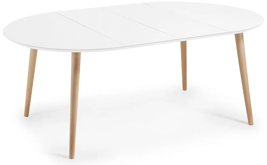 Biały rozkładany stół z białym blatem ø 120 cm Oqui – Kave Home