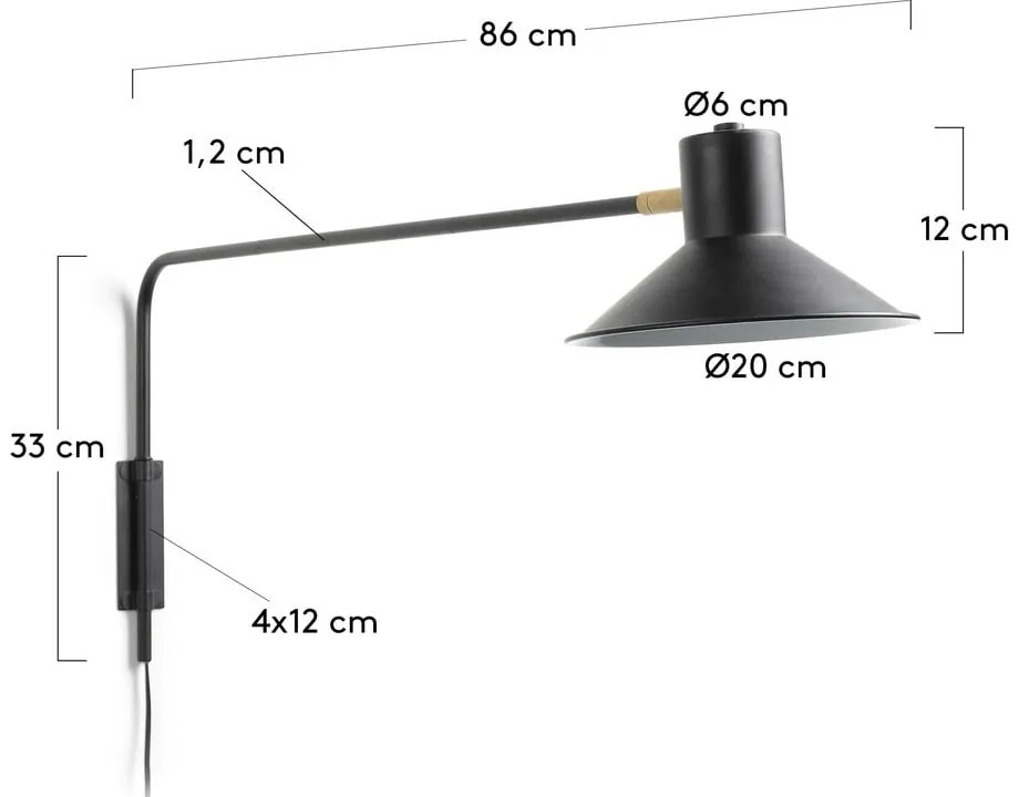 Czarny kinkiet ø 20 cm Aria – Kave Home
