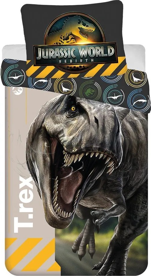 Bawełniana pościel dziecięca jednoosobowa 140x200 cm Jurassic World "T-Rex" – Jerry Fabrics